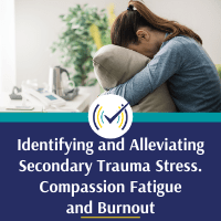 Woman in crouched position identifying and alleviating secondary Trauma Stress, Compassion Fatigue and Burnout