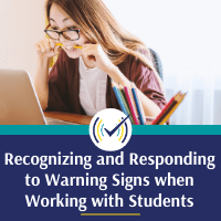 Woman sitting by the computer Recognizing and Responding to Warning Signs when Working with Students Remotely