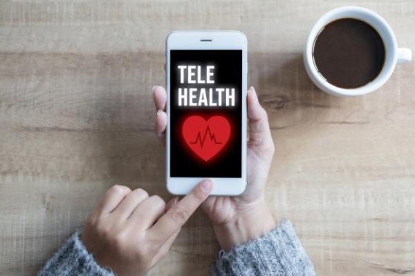 Phone with Telehealth on the screen